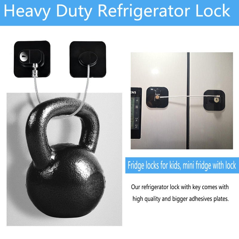 YEYA Upgraded Refrigerator Locks for Adults, Drawer Lock with Key, Cabinet Lock for Baby Proofing 2 Pack Black - Image 3